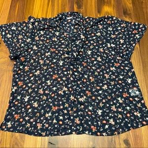 Ok100% polyester blouse, navy blue, floral, Reitmans, size XL